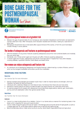 FACTSHEETS - 2013 - Bone Care Postmenopause Woman